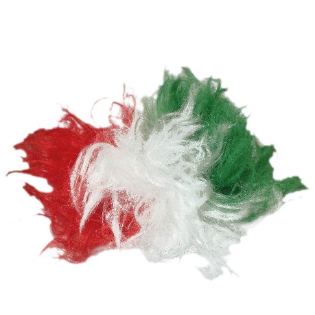 peluca en colores: verde, plateada y roja